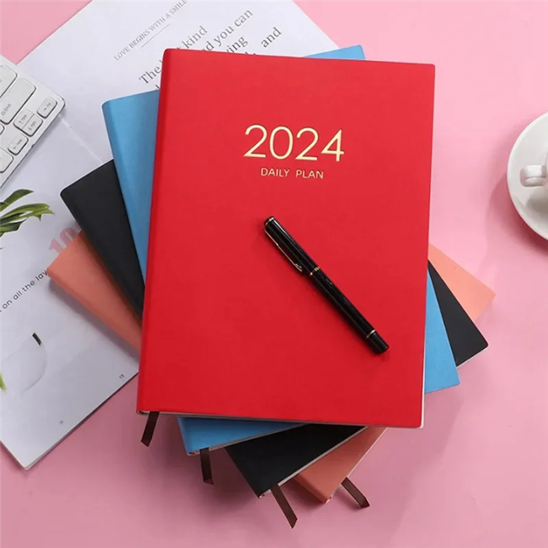 

GW-2024 Pink Plan Notebook Calendar Thickened Daily Plan Notebook Weekly Notebook Office School Supplies Durable