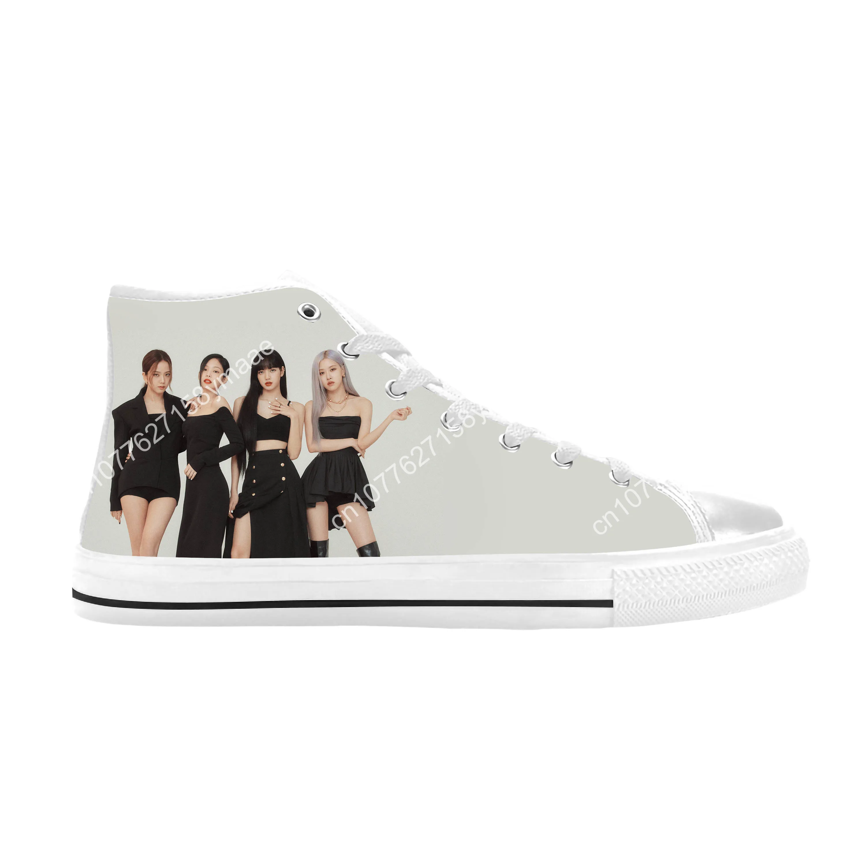 Hot Pink Pop Singer Band Rock Music Fashion Black Casual Cloth Shoes High Top Comfortable Breathable 3D Print Men Women Sneakers