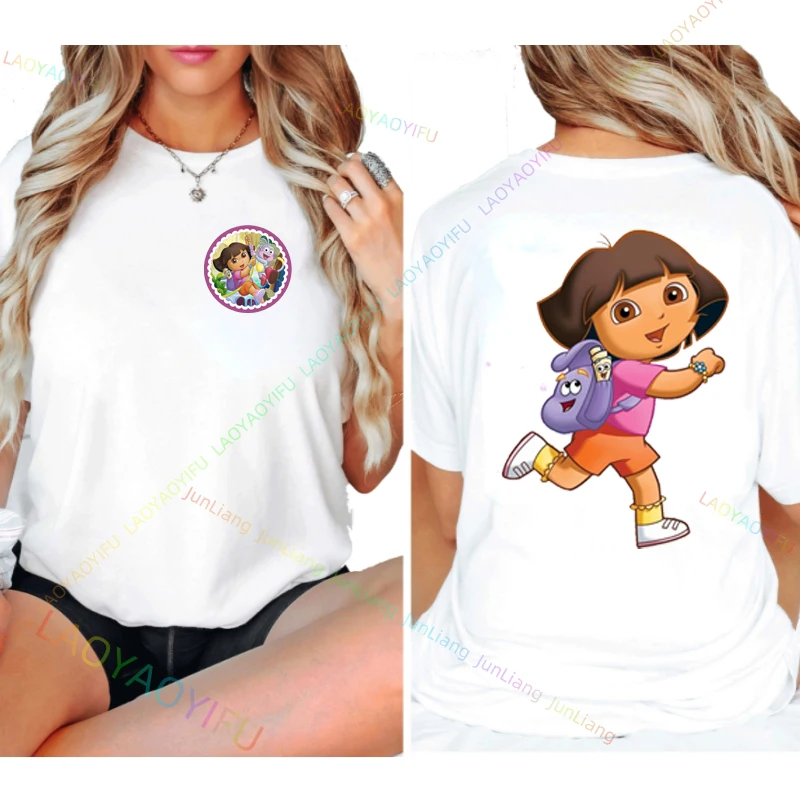 دورا المستكشف لطيف Harajuku ريترو الكرتون 90s تي شيرت للجنسين النساء الرجال تي شيرت شخصية بلايز الشارع الموضة #5