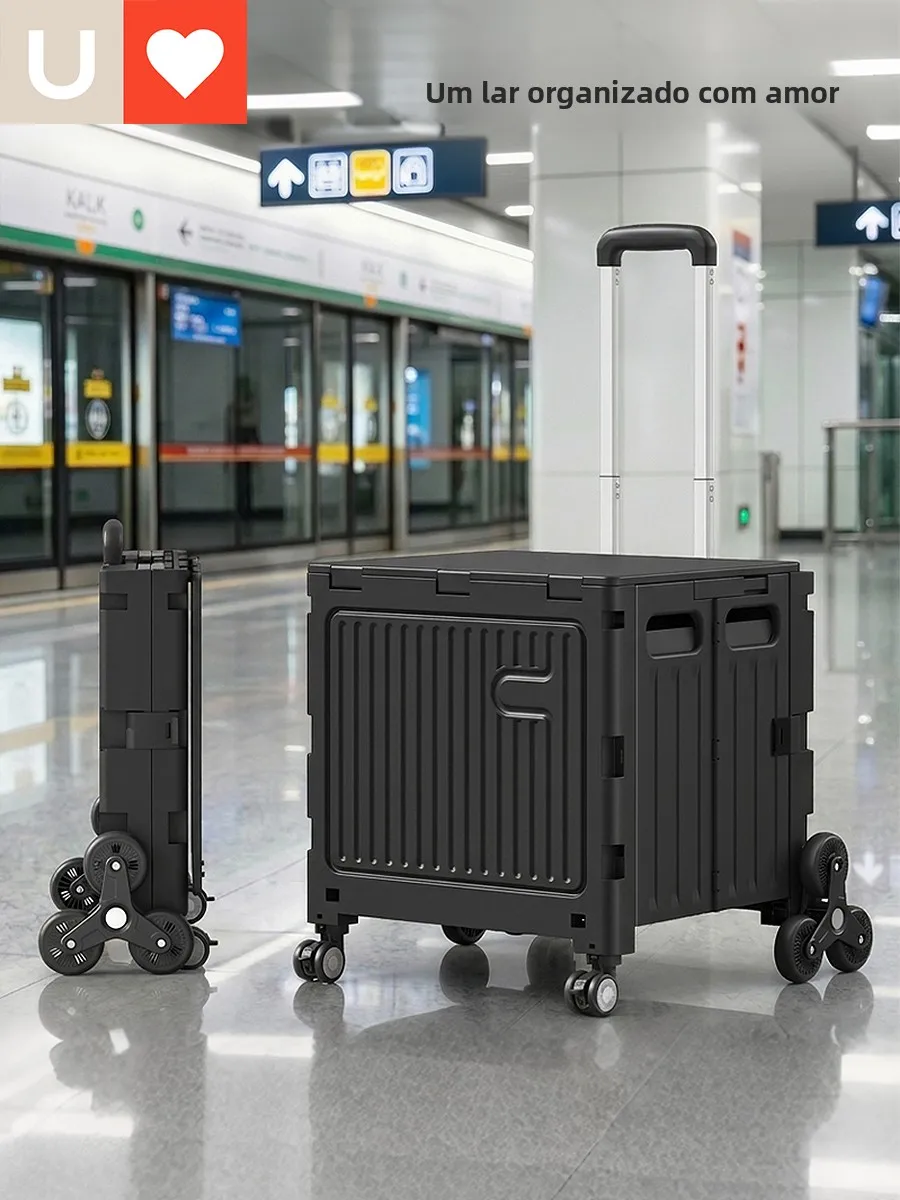 portable-folding-plastic-shopping-cart-lightweight-hand-pulled-vegetable-buying-camping-picnic-small-cart-with-climbing-wheels
