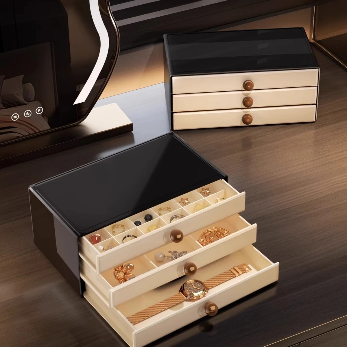 

Acrylic Jewelry Display Stand Earring Holder Organizer Necklace Ring Storage Box Transparent Countertop Showcase for Boutique