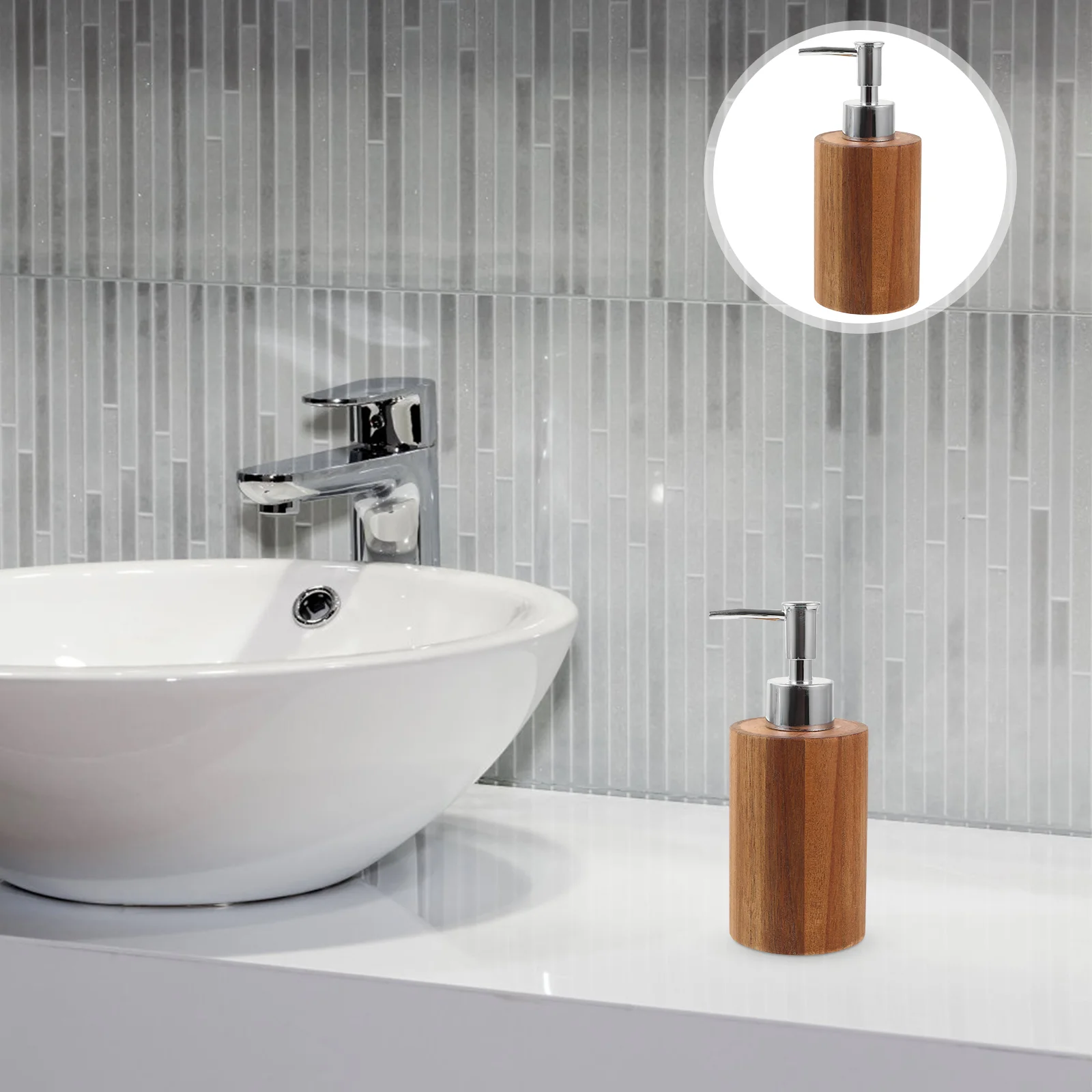 

Body Wash Soap Dispenser Wooden Dispensing Bottle Set Travel Shampoo Lotion Liquid