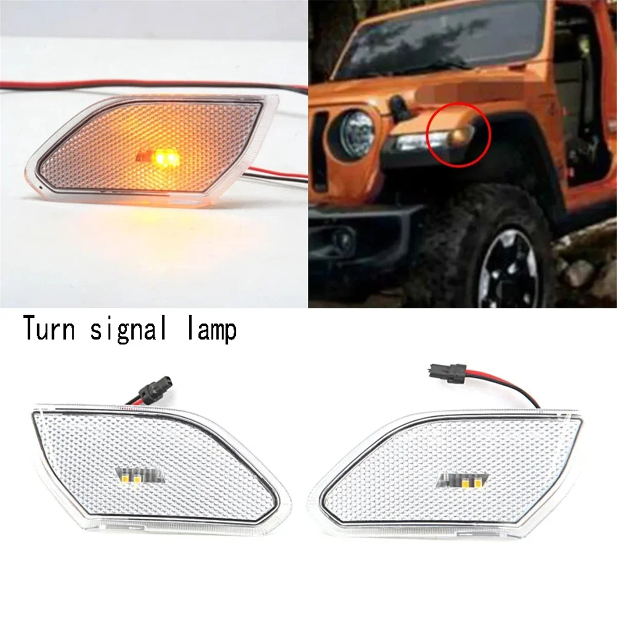 Transparent Led Front Side Marker Light Turn Signal Lamp Round Eyebrow Side Lamp for Jeep Wrangler JL 2018+