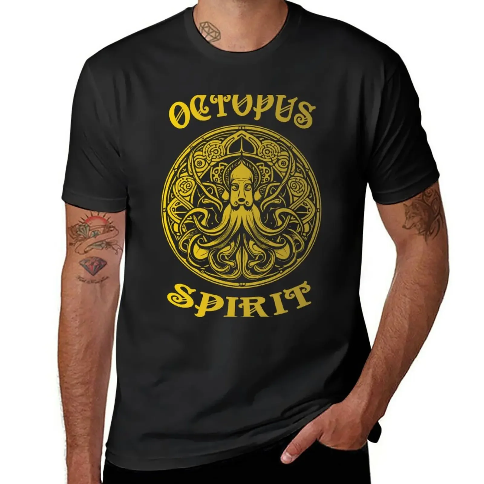 

Новинка, футболка Octopus Spirit-Gold, Спортивная футболка для мальчиков с принтом животных, графические футболки с рисунком в виде осьминога, спортивные футболки для фанатов, Мужская футболка с рисунком