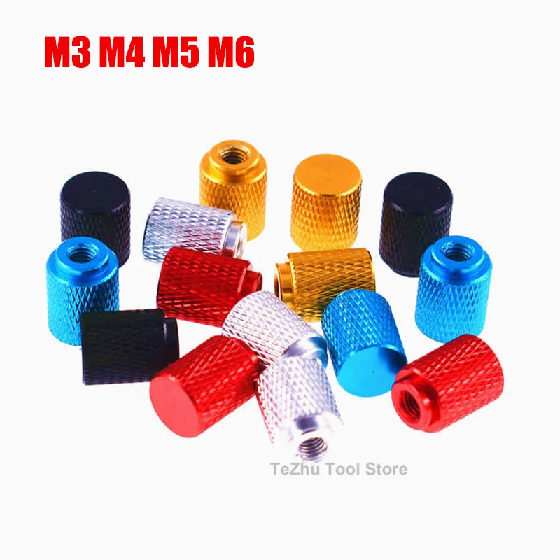 M3 M4 M5 M6 Aluminium Alloy Blind Hole Step Knurled Thumb Nuts Hand Grip Knob Nut Red,Gold Yellow,Blue,Black,Silver