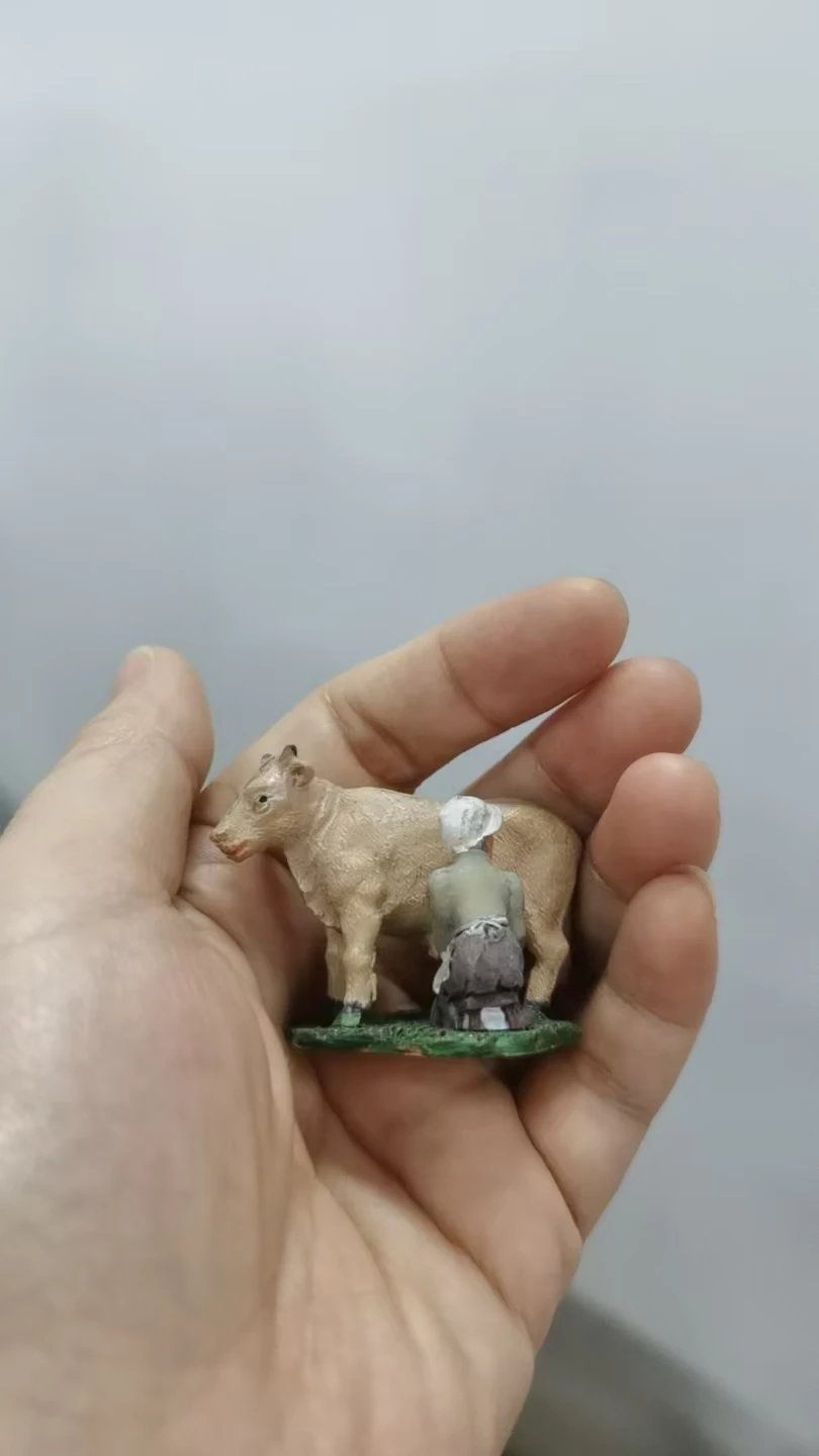 resin figure mental psychological sand table game box court therapy woman milk a cow