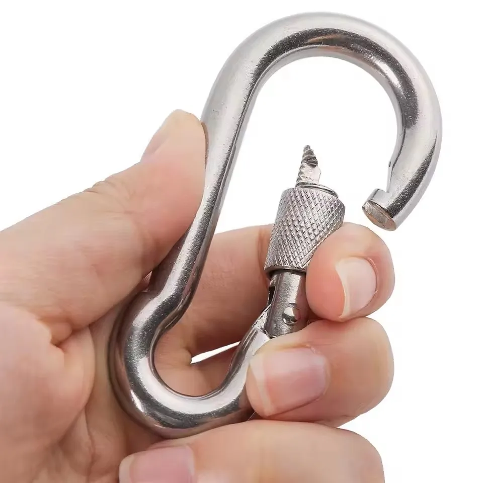 1Pcs 304 Stainless Steel Carabiners - Heavy Duty, Durable & Rust-Free Clips for Gym, Swing, Dog Leashes, Hammocks, Keychains