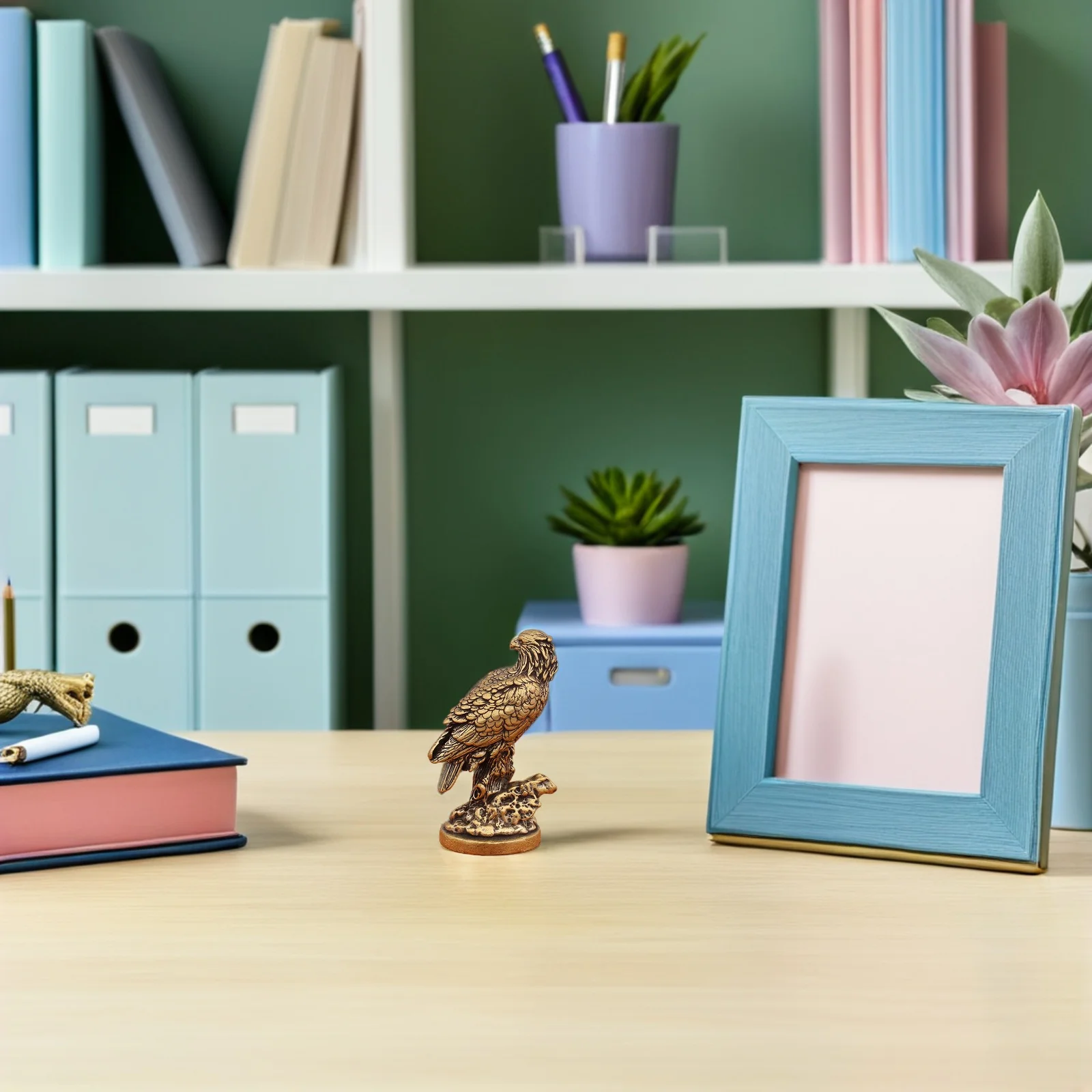 

Mini Brass Eagle Statue Vintage Small Metal Bird Sculpture for Desk Bookshelf Decor Patriotic Office Display Brass Birds Statues