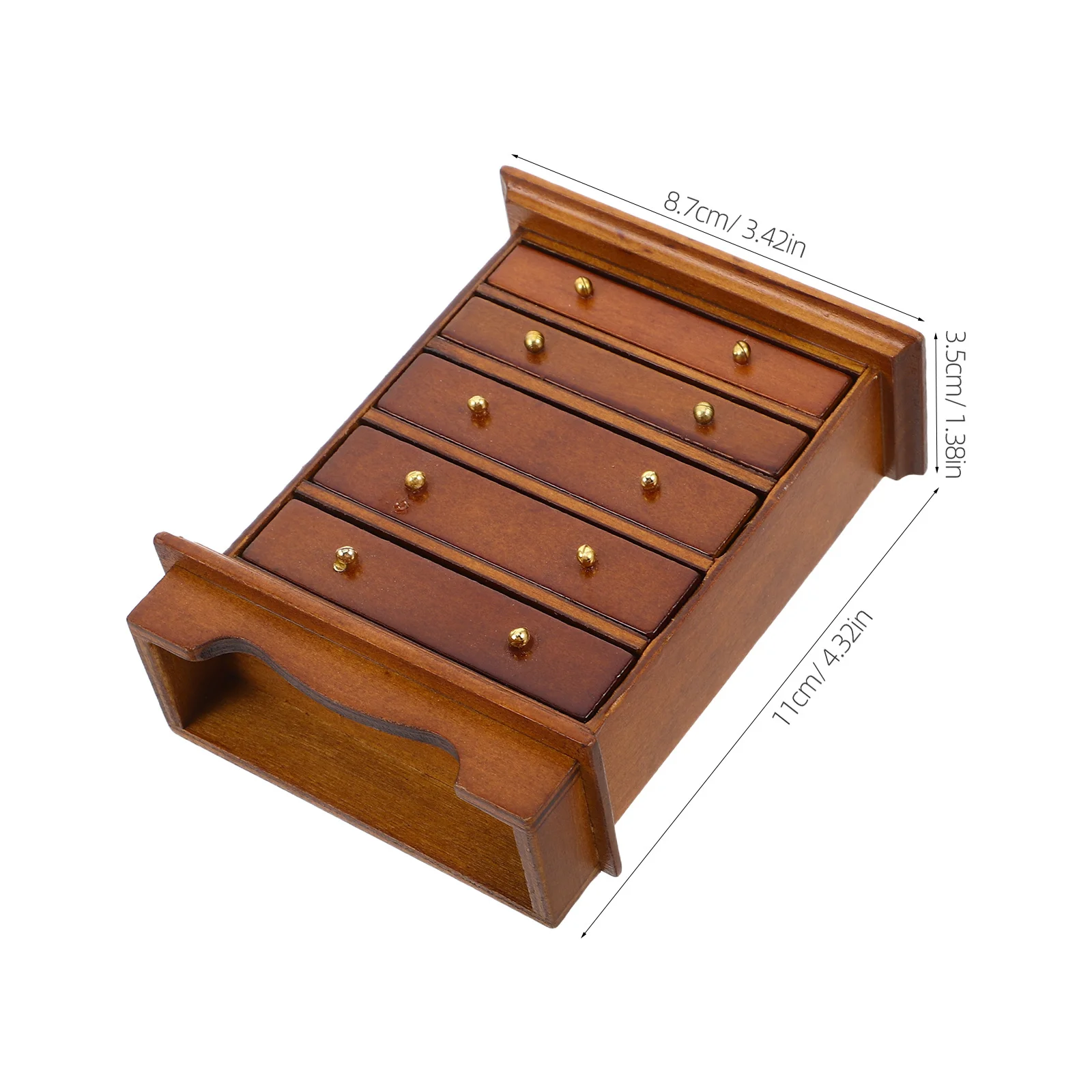 Retro Miniature Furniture Wooden 1:12 Scale Brown Dollhouse Chest Of Drawers Bedside Table Storage Cabinet For Kids Playroom