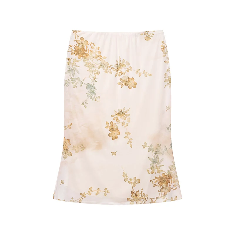 Women's Floral Print Midi Mermaid Skirt Sexy Low Waist Holiday Summer Skirts