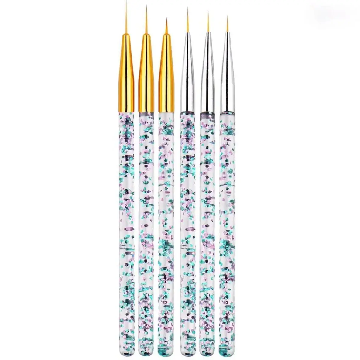 

3Pcs Nail Art Brush Liner Acrylic UV Gel Glitter Painting Brushes Crystal Handle Nylon Hair Flower Pens Nails Tools Supplies