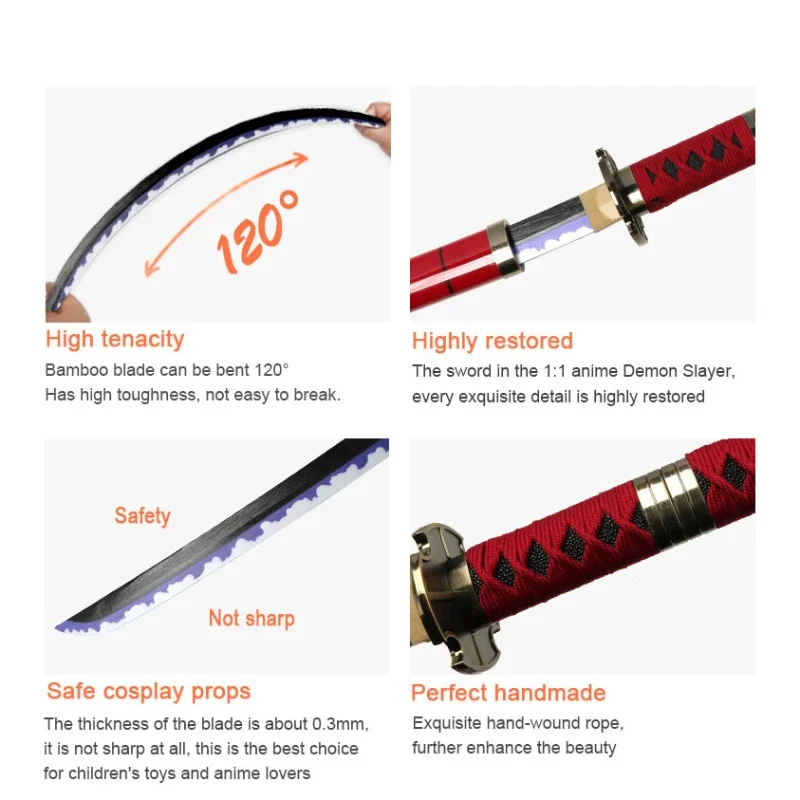 104cm Roronoa Zoro Katana Anime Sword Character Weapon Props Enma Purple Sandai kitetsu Bamboo Blade