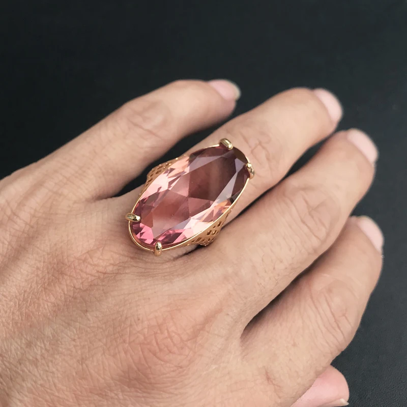 Big Stone 15*30mm Created Zultanite Ring Handmade Jewelry Sudan Stone Color Change for Women Engagement Party Birthday Gift