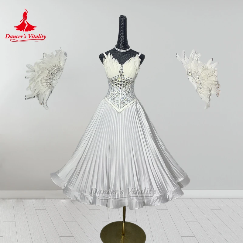 البطولة الدولية للرقص الاجتماعي في فستان الخصر وقلادة مخصصة لحيوية الراقصة الفالس بدون أكمام حبال الملبس #1