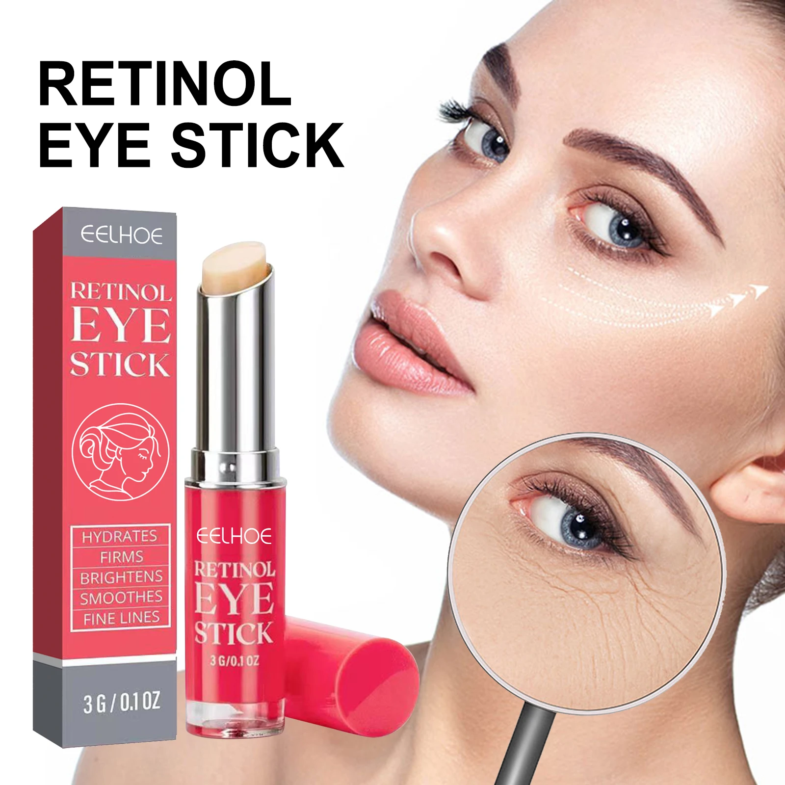 

Retinol Eye Wrinkle Remover Stick,Improve Dark Spots & Fine Lines Moisturizes Eye Skin Reduces Dark Circles Eye Anti-Aging Stick