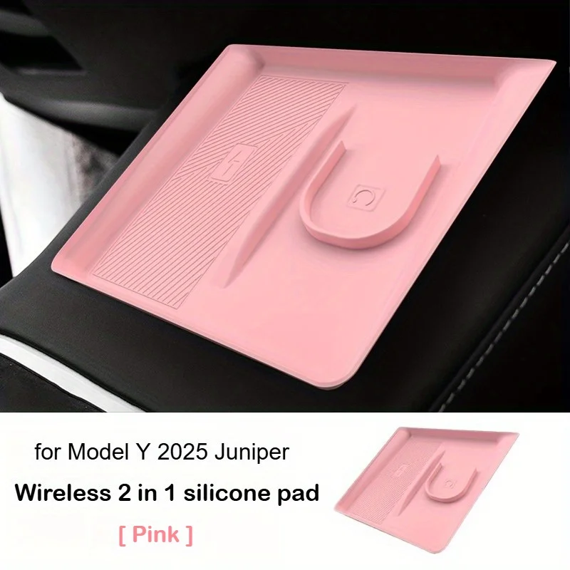 Wireless Charging Silicone Pad for Headphones Anti-Slip Center Console Mat New Version Car Interior Accessories for Tesla Model 3 Model Y view 2