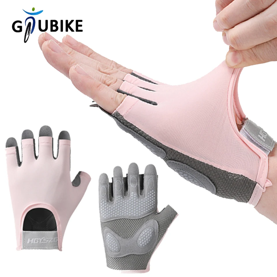 GTUBIKE 1 Pair Workout Gloves Men Women Gym Lifting Fitness Cycling Work Out Wrist Belt Shock Absorb Foam Pad Palm Crossfit
