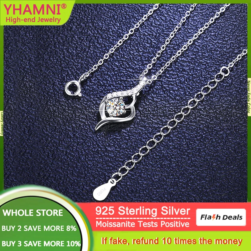 0.5 Carat Round Brilliant Cut D Color Moissanite Pendant Necklace Silver 925 Necklace Fine Jewelry Moissanite Diamond Test Pass