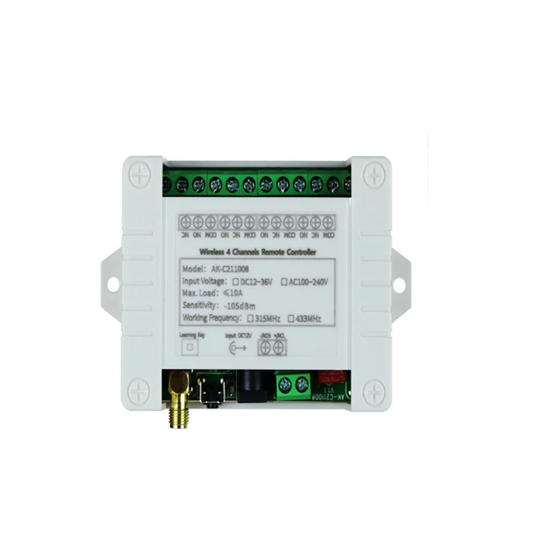 ABJF-DC 12V 24V 36V 10A 433Mhz 4 Channel Wireless Relay RF Remote Control Switch Receiver+4CH Transmitter