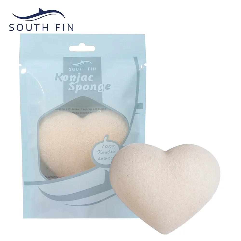 Color Heart-shaped Natural Soft Konjac Facial Puff Face Cleanse Washing Sponge Exfoliator Cleansing Sponge Puff Skin Care Tool