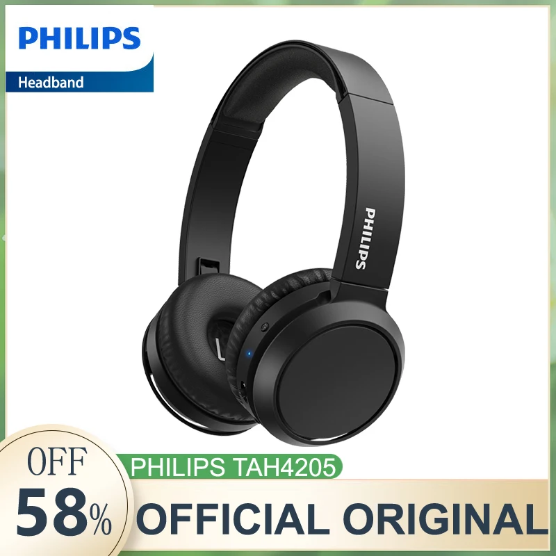 Philips TAH4205 Headphone Wireless Bluetooth 5.0 Earphone HiFi HD Call Earbuds Office Education Online Course Learning Headset