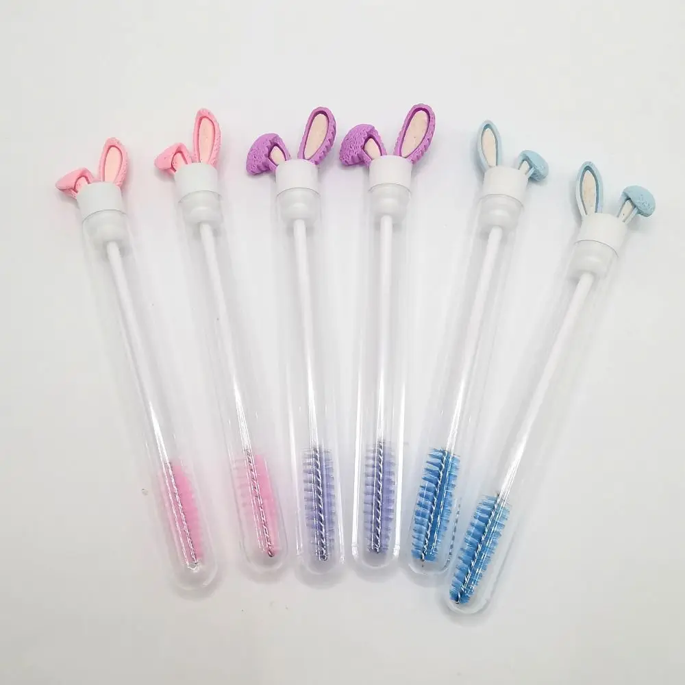 Round Comb Teeth Rabbit Ears Mascara Brush Multicolor Creative Glitter Mascara Wand Tube Clear Eyelashes Brushes Comb