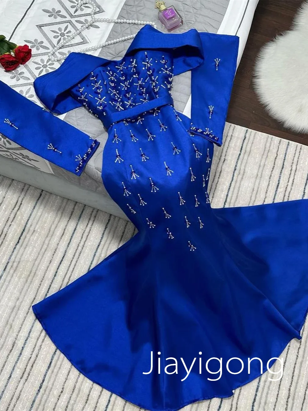 Yipeisha Exquisite High Quality Off-the-shoulder Mermaid Evening Es Paillette Satin Custom abendkleider