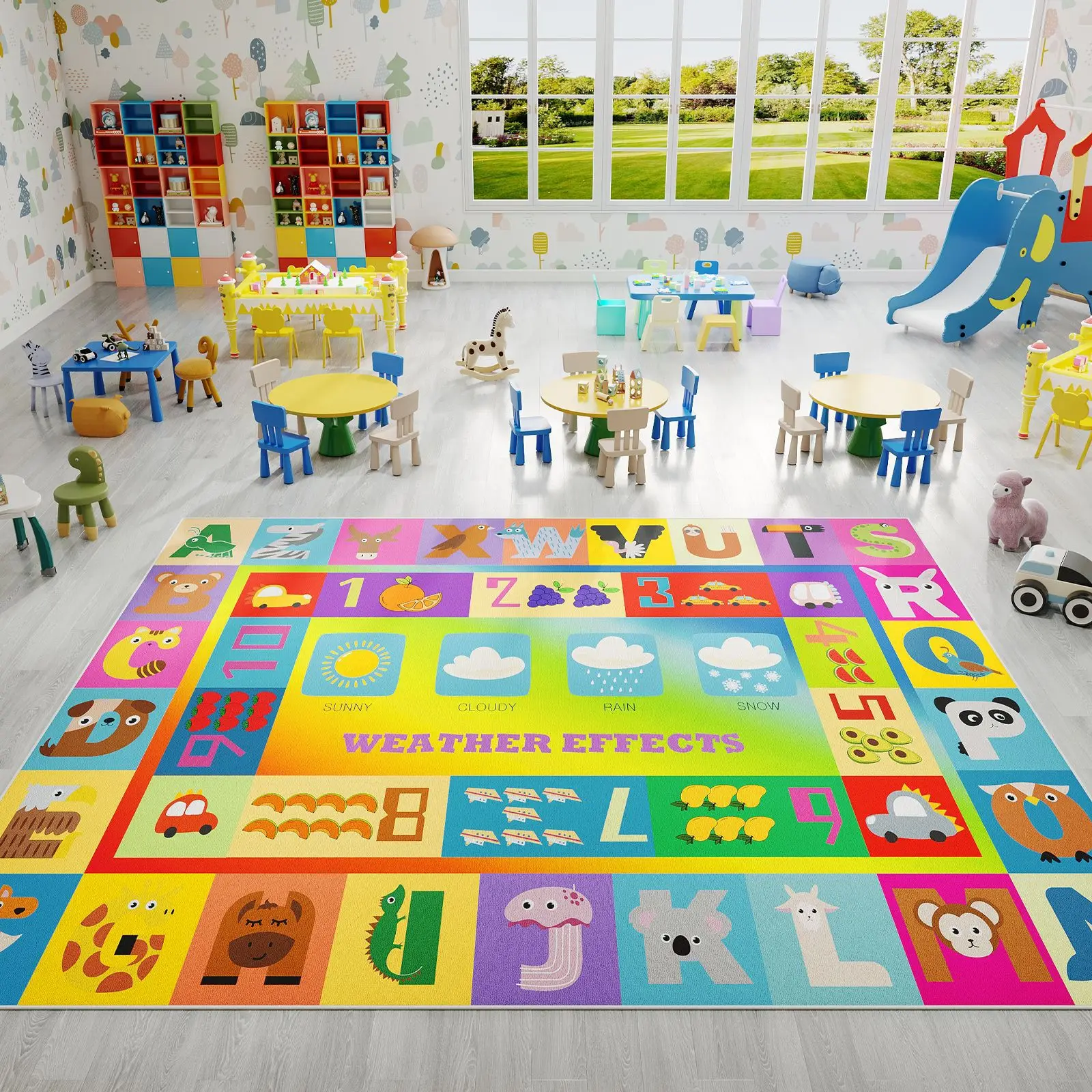 

ABC Cartoon Alphabet Children Crawling Kids Playroom Early Education Area Rug,Carpet for Living Room Bedroom Sofa,Non-slip Mat