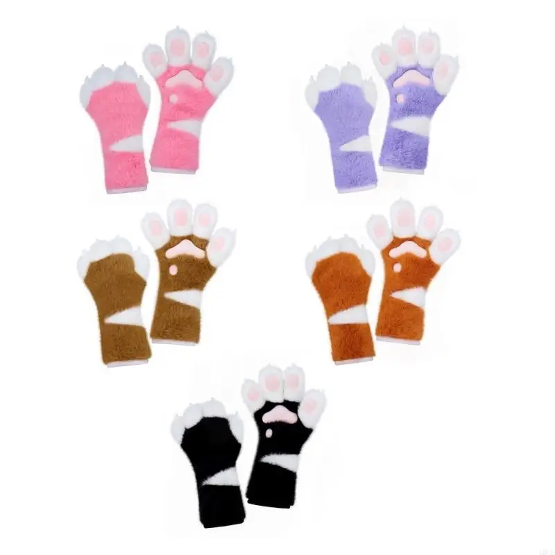 Gatos patas luvas com garra patas animais luvas therians patas fursuit halloween cosplay acessórios fantasia therians