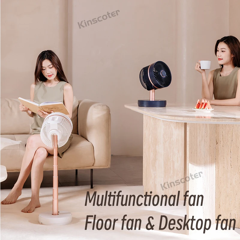 Thuis Vloer Ventilator Auto Oscillatie Elektrische Draadloze Circulator Draagbare Draadloze 10000Mah Opvouwbare Ventilator Met Afstandsbediening