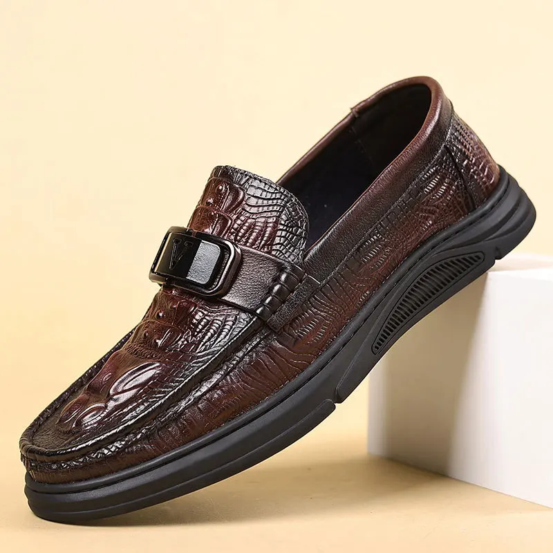 Heren Elegante Echte Lederen Schoenen Zwart Zacht Lederen Heren Leren Schoenen Casual Luxe Sociale Herenschoenen