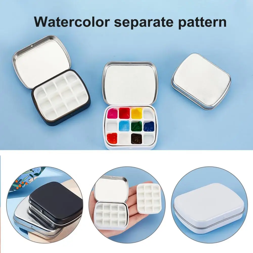 กล่องบรรจุสีน้ำ3ชิ้นขนาดพกพา12ช่องกล่องเก็บยาทาเล็บขนาดเล็กชุดศิลปินสีน้ำ