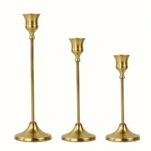 Set van 3 vintage elegante tafelkaarsenhouders van metaal en aluminium, geschikt voor huwelijksverjaardag, huis- en hoteldecoratie