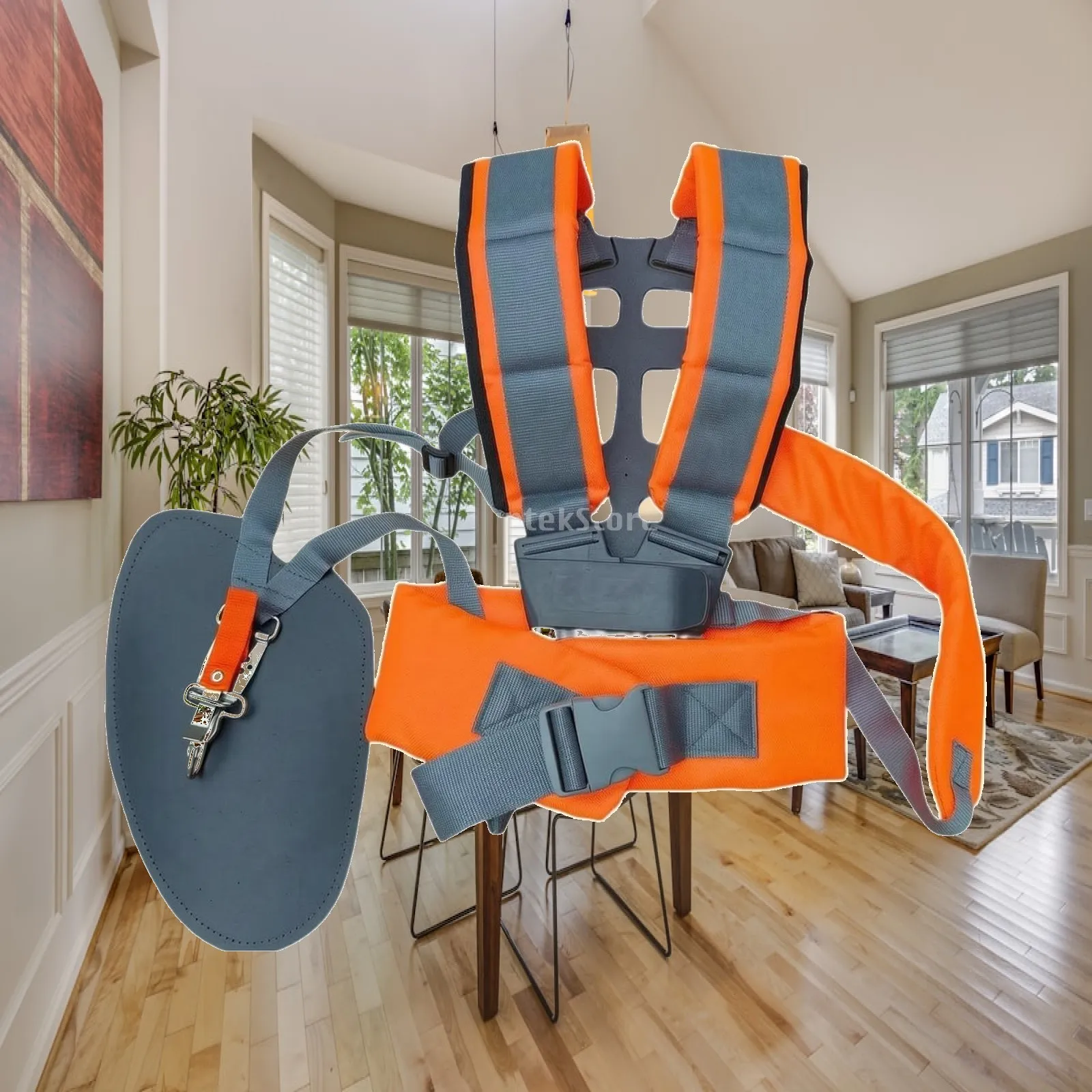 Grass Cutter Harness with Waist Belt Padded Trimmer Shoulder Strap Brush Eater Strap Heavy-Duty for Landscapers, Lawn Mowing