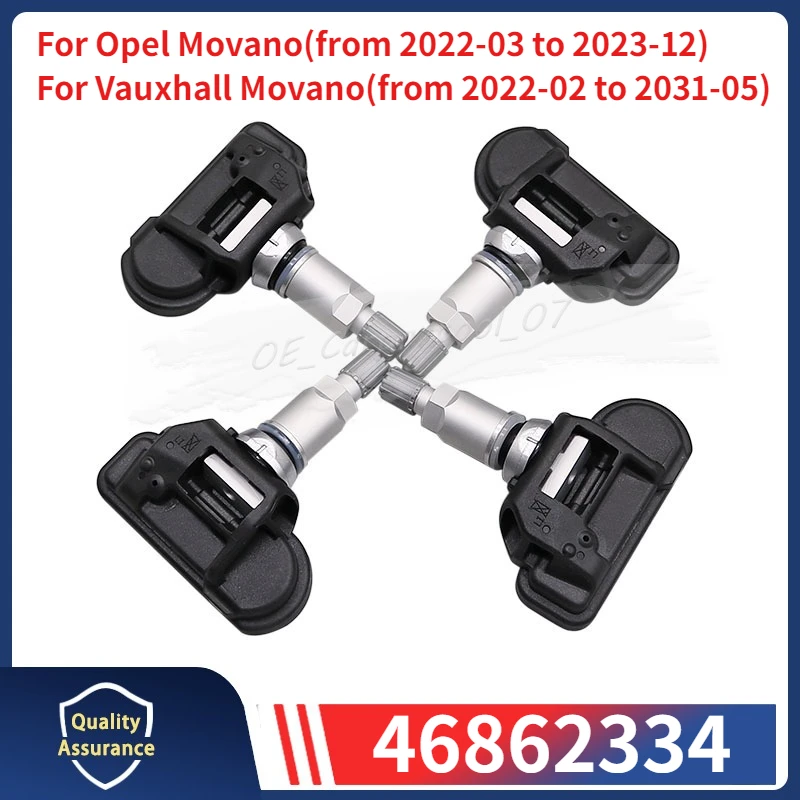 

Датчик давления в шинах TPMS 433 МГц (4 шт.) для Opel Movano Combi 2022-2023, Fiat Doblo 2023-2029, Peugeot Boxer, Citroen Jumper