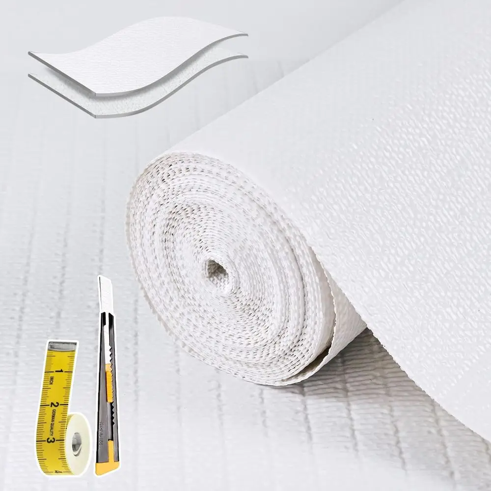 

Non-Adhesive Shelf Liner 17in x 20ft White Thickened Strong Non-Slip Easy to Clean for Tool Box Refrigerator with Knife and Tape