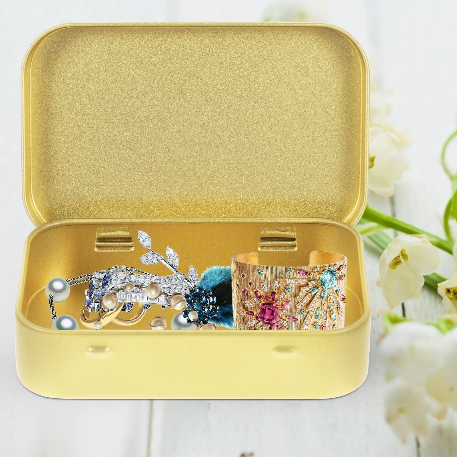 

6Pcs Empty Tinplate Box with Lid Sturdy Decorative Containers for Festivals Parties Tin Box with Lid Tinplate Can