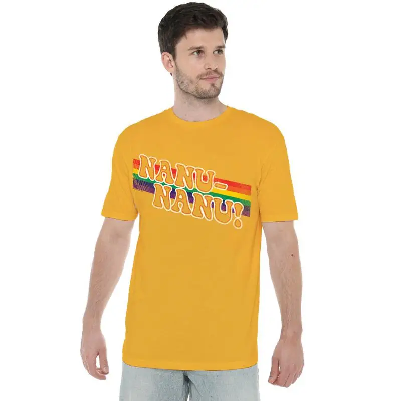 Mork Mindy Nanu camiseta arcoíris S 2Xl oro