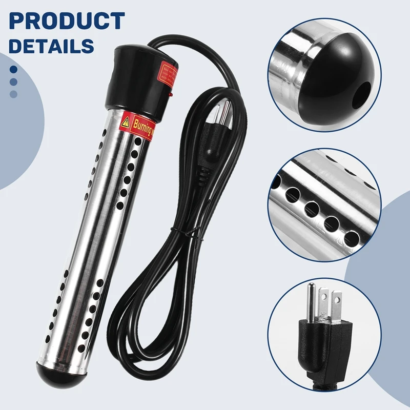 Immersion Heater, Portable Electric Submersible Instant Water Heater, Used In Swimming Pool Tub Bathtub US Plug