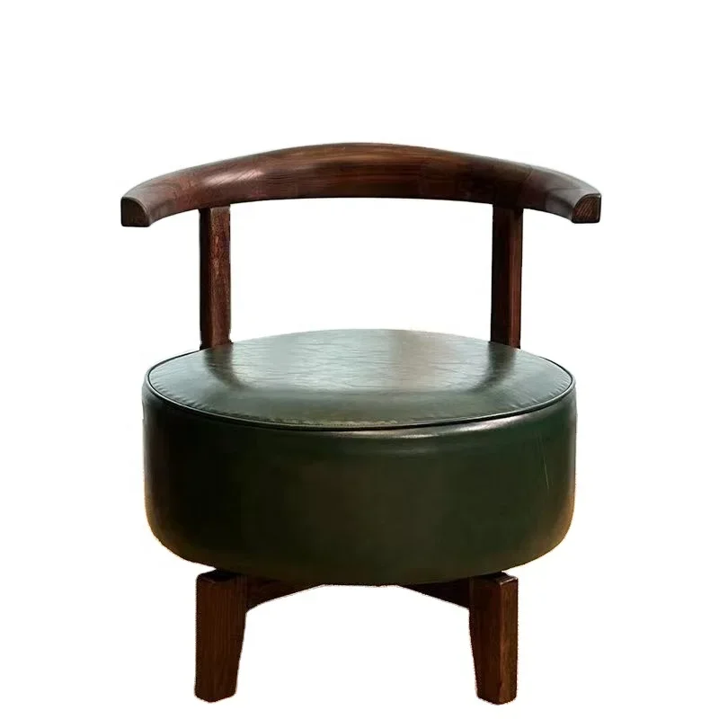 

Ancient style rotary sofa high-grade vintage oil wax leather leisure swivel chair
