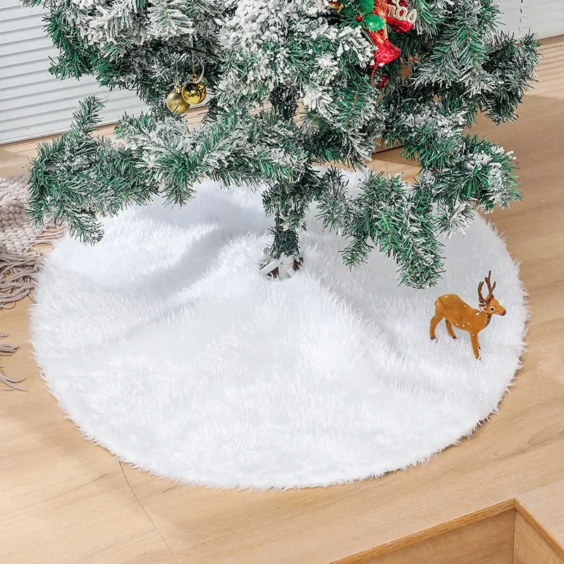 78-120cm-ホワイトフェイクファー-ツリースカート-プラッシュカーペットマット-クリスマスツリー用-2026-クリスマスデコレーション-ホリデー-新年オーナメント-ホームデコレーション