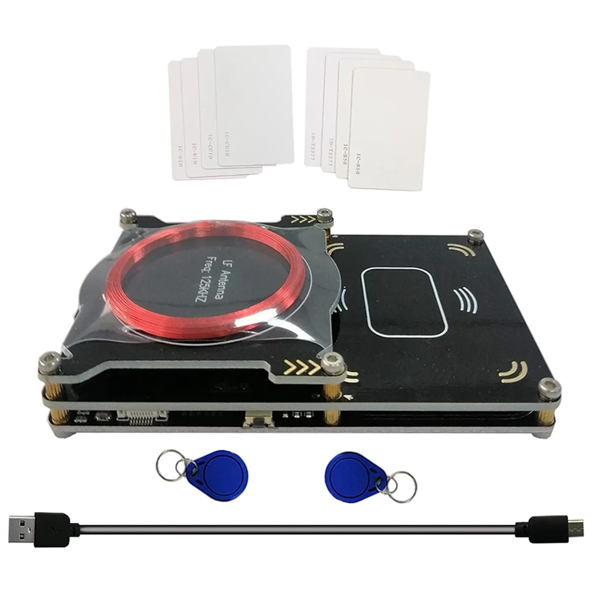 FZFZ ترقية 512k Proxmark3 Easy V3.0 RDV4 الذاكرة ID M1 IC المدمج في قارئ بطاقات التعريف بالإشارات الراديوية هوائي متكامل فك التشفير