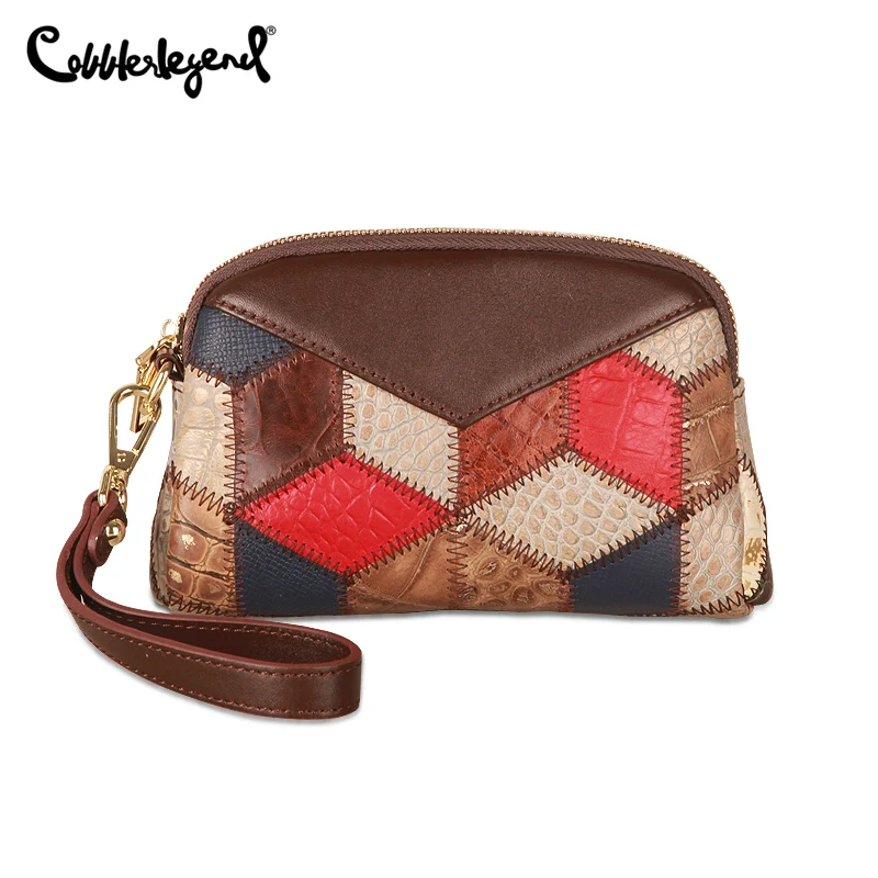 Women's Clutch Bag Genuine Leather Zipper Pocket Phone Purse Retro Wallets Made of Leather Elegant Women's Purses