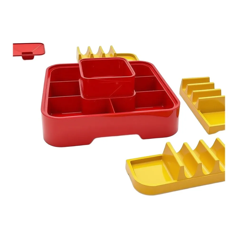 Divided Plastic Taco Serving Tray with Detachable Tortilla Racks to Keep Shells Upright and Ingredients Organized