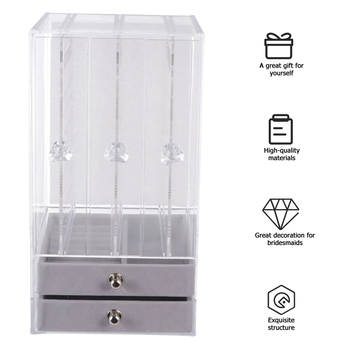 

1pc Portable Acrylic Earring Storage Box Transparent Jewelry Holder Case for Women Lightweight Durable Environmentally Friendly