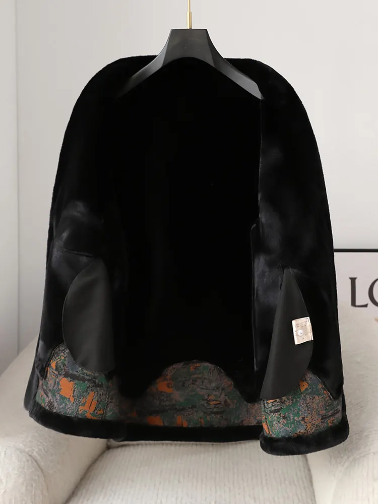 Abrigo de mamá, elegante para mujer, piel de visón, piel para personas de mediana edad y mayores, piel de visón dorada, abrigo de abuela