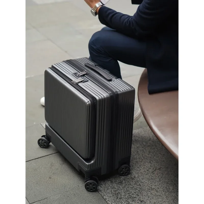 Multifunctional front opening business suitcase men's 20-inch business trip computer boarding case aluminum frame