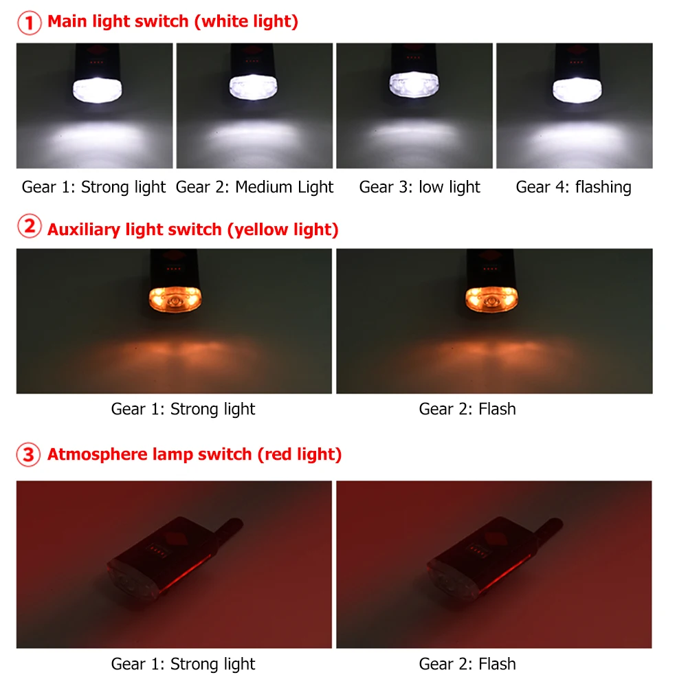 USB Rechargeable Bike Front Back Taillight Warning Safety Lamp LED Bicycle Horn Light Waterproof Cycling Flashlight For Outdoor