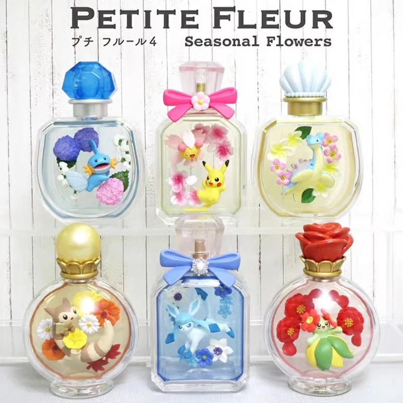 Re-Ment Pokemon Figures PETITE FLEUR 4 Seasonal Flowers Pikachu Mizugorou Kireihana Laplace Ootachi Glacia PVC Toy Gift