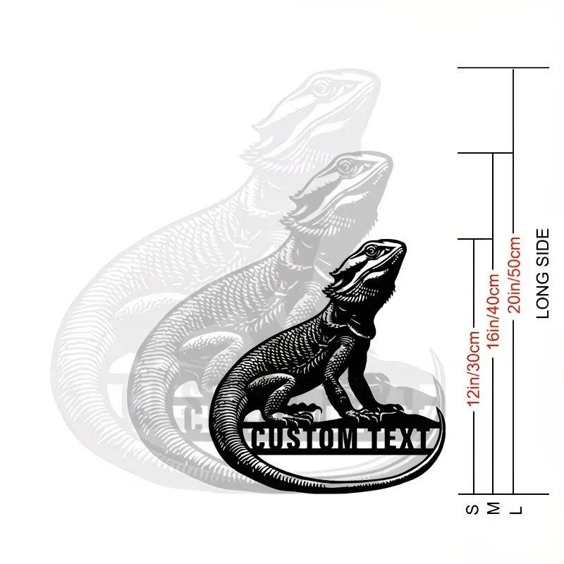 Custom Bearded Dragon Metal Sign - Personalized Name/Text, Outdoor/Indoor Wall Art, Weather-Resistant Gecko Lizard Decoration